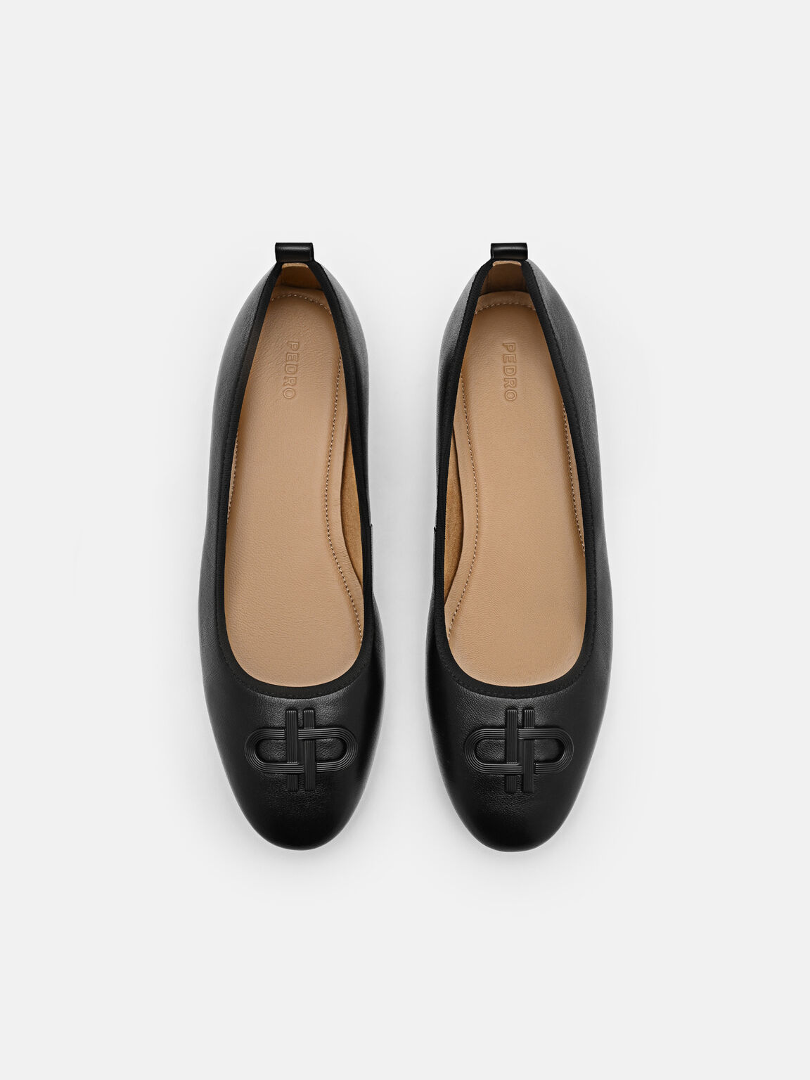 Giày búp bê mũi tròn Icon Canvas, Đen, hi-res