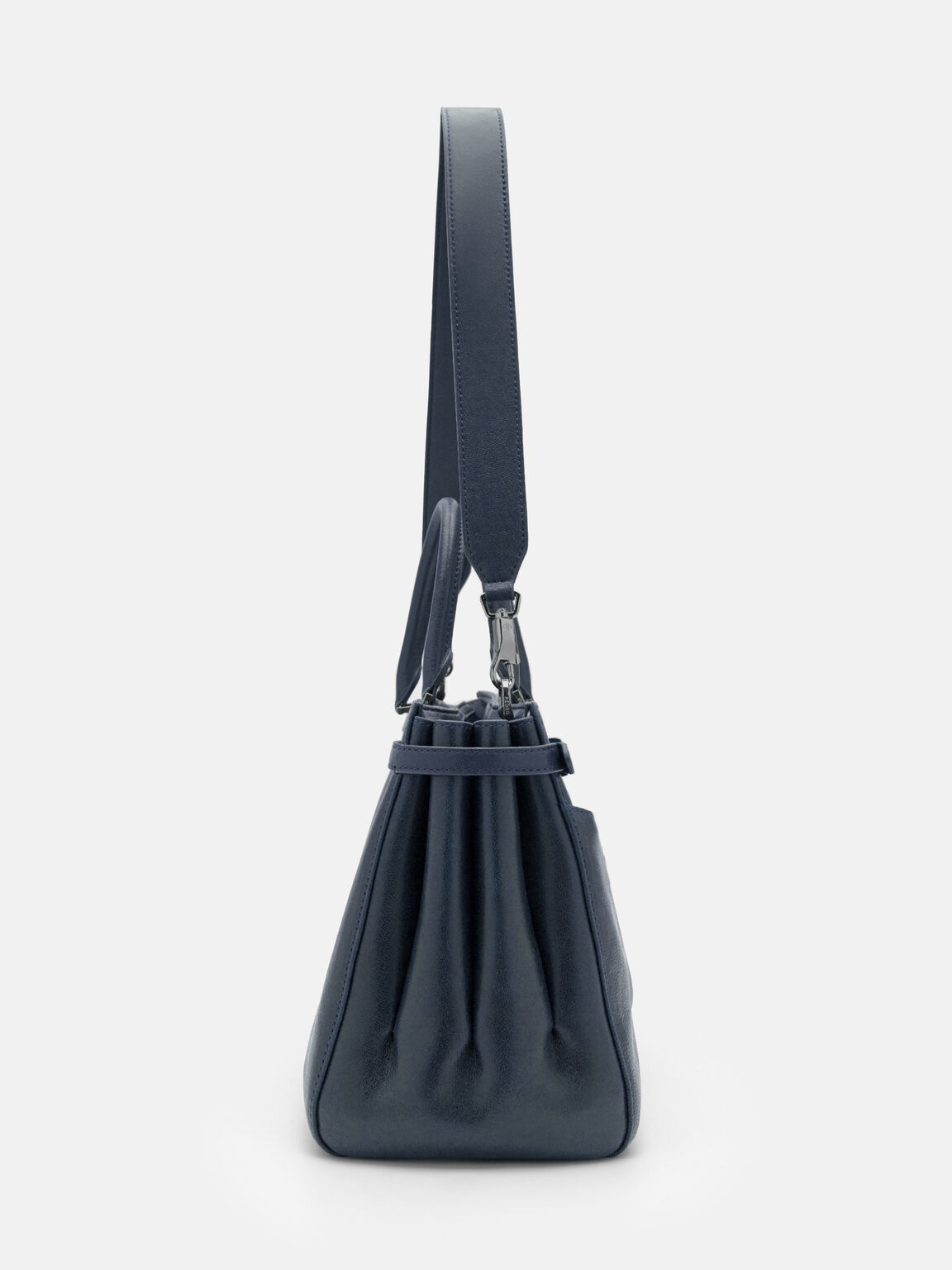 Vienna Leather Satchel Bag, Navy, hi-res
