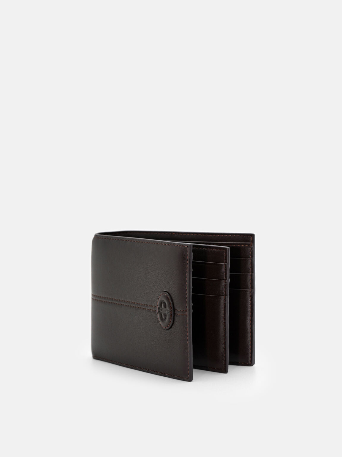 Leather Bi-Fold Flip Wallet, Espresso Brown, hi-res