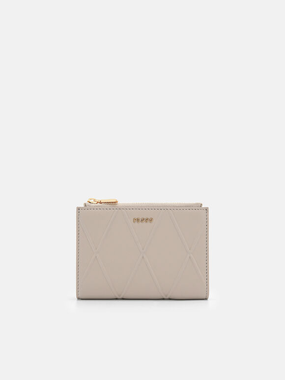Leather Bi-Fold Wallet, Taupe, hi-res
