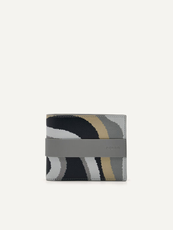 Embossed Leather Bi-Fold Flip Wallet, Multi, hi-res