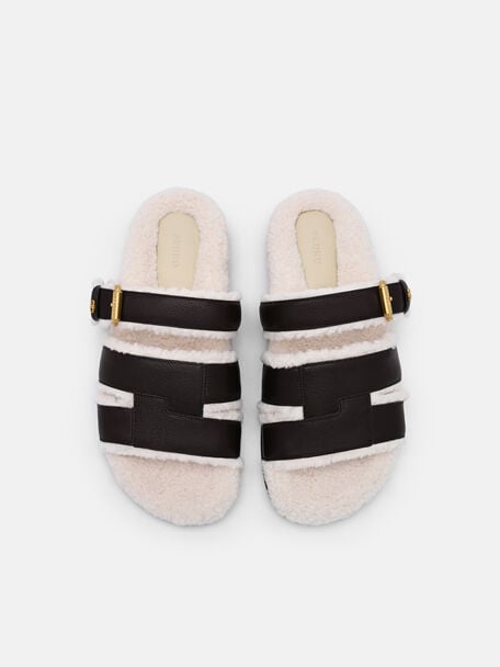 D&eacute;p quai ngang Iza Faux Shearling, Dark Brown Fur, hi-res