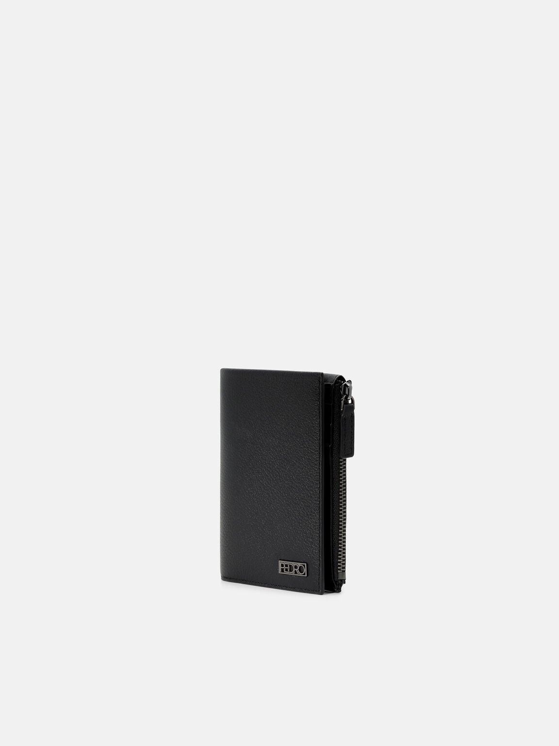 V&iacute; đựng thẻ gập đ&ocirc;i Leather, Đen v&acirc;n, hi-res
