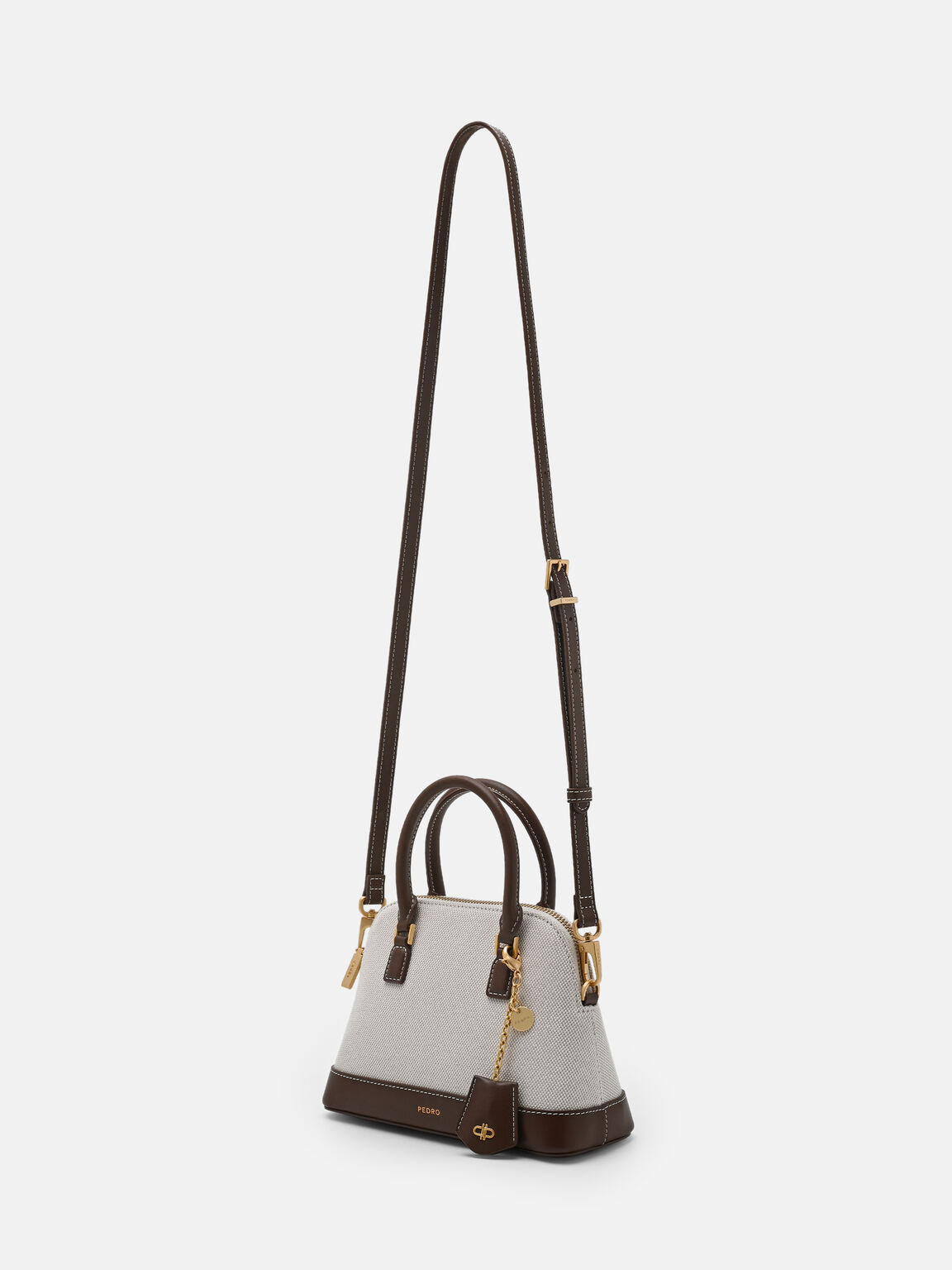 Lucia Canvas Handbag, Dark Brown Canvas, hi-res