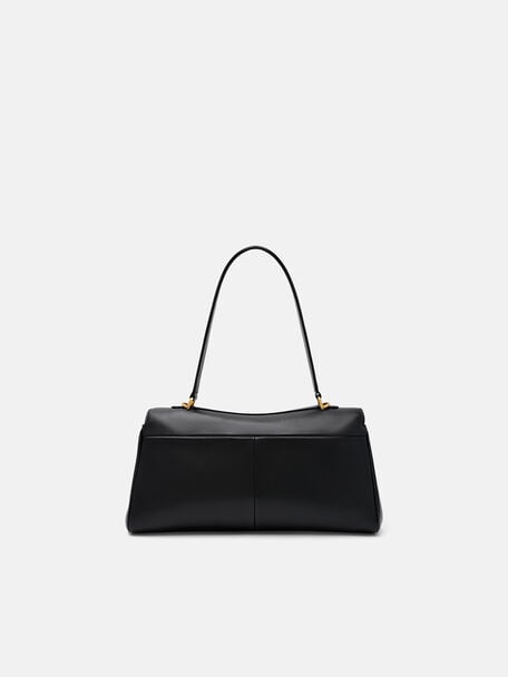 Mirelle Leather Shoulder Bag, Black, hi-res