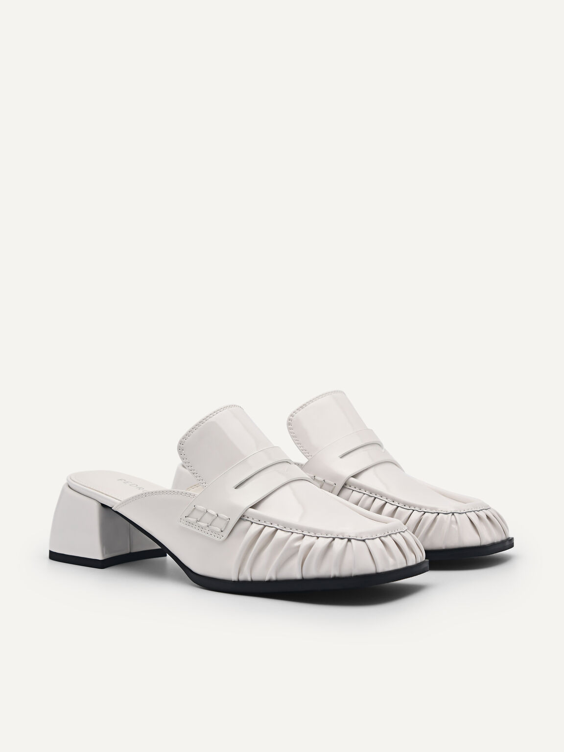 Carmen Leather Heel Mules, White