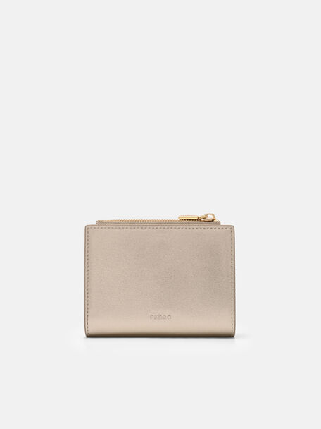 Leather Bi-Fold Wallet, Light Gold, hi-res