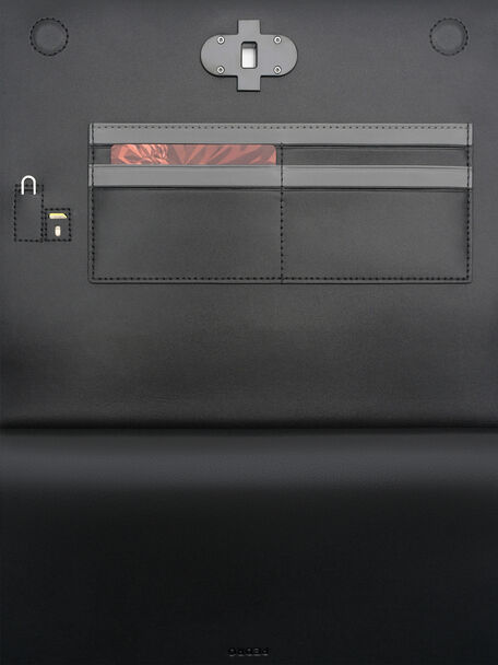 Clutch phom chữ nhật, Đen saffiano, hi-res