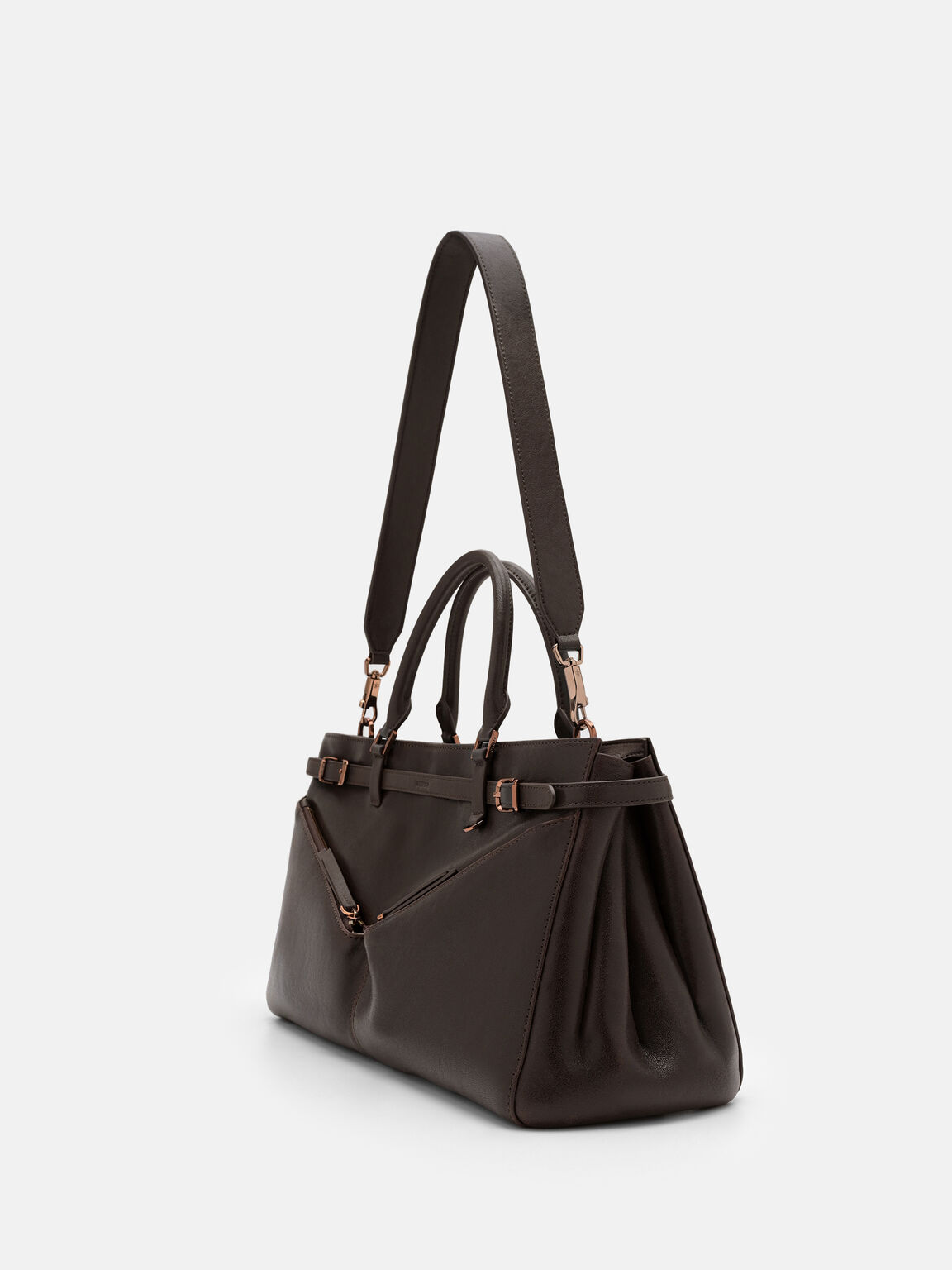 Vienna Leather Satchel Bag, Dark Brown, hi-res