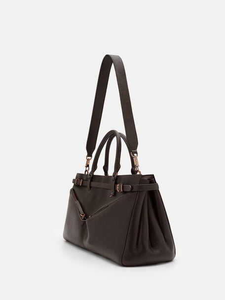 Vienna Leather Satchel Bag, Dark Brown, hi-res