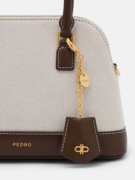 Lucia Canvas Handbag, Dark Brown Canvas, hi-res