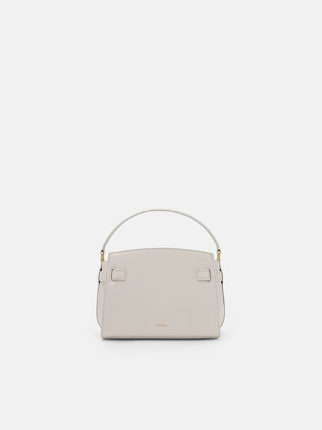 Belted Leather Handbag, Chalk, hi-res