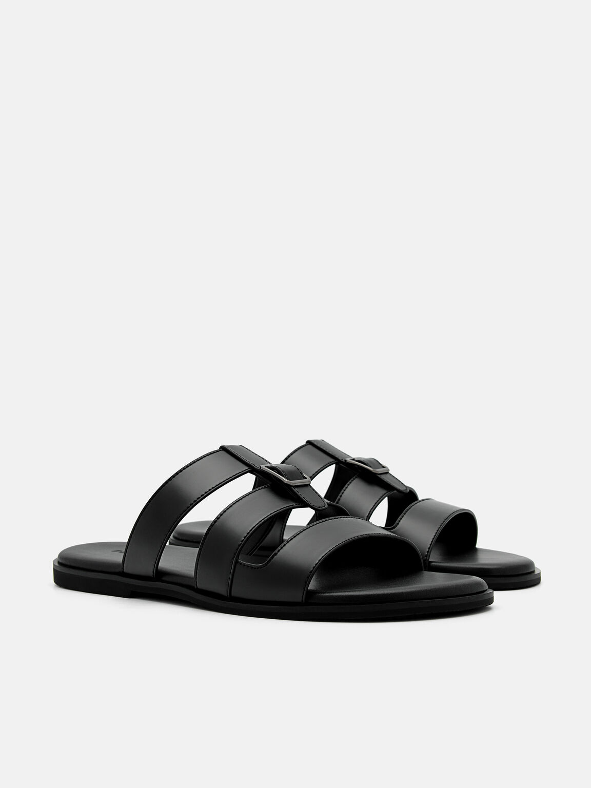 Caged Slide Sandals, Black