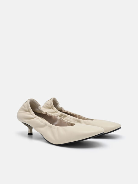 Gabrielle Leather Ballerina Pumps, Chalk, hi-res