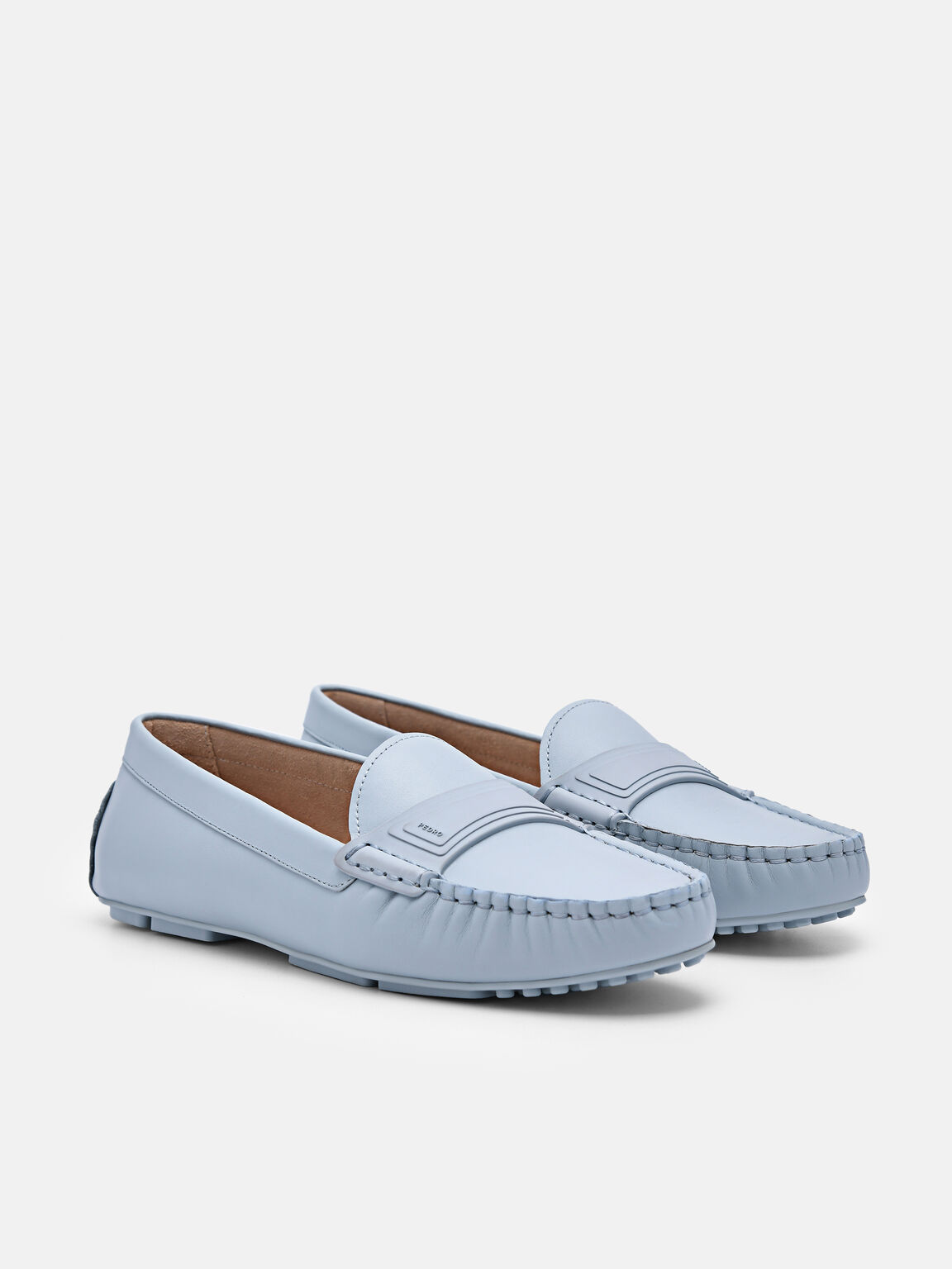 Tessa Leather Driving Shoes, Light Blue