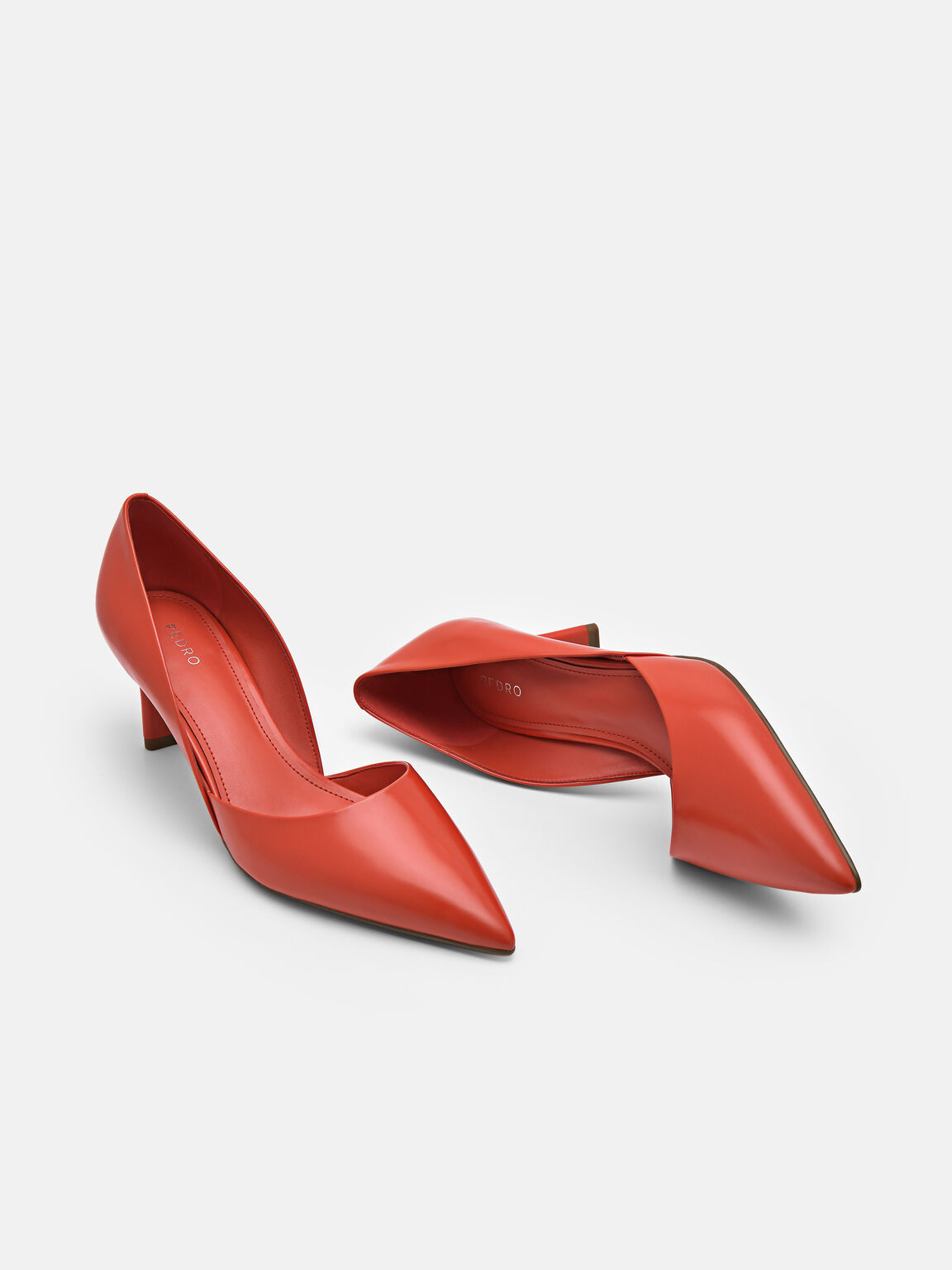 Rocco Leather Heel D'Orsay Pumps, Red, hi-res