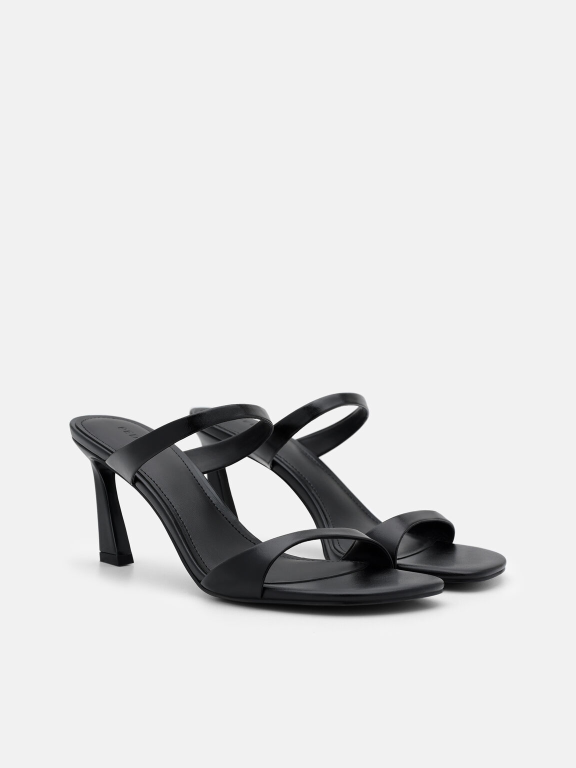 Abbey Leather Heel Sandals, Black, hi-res