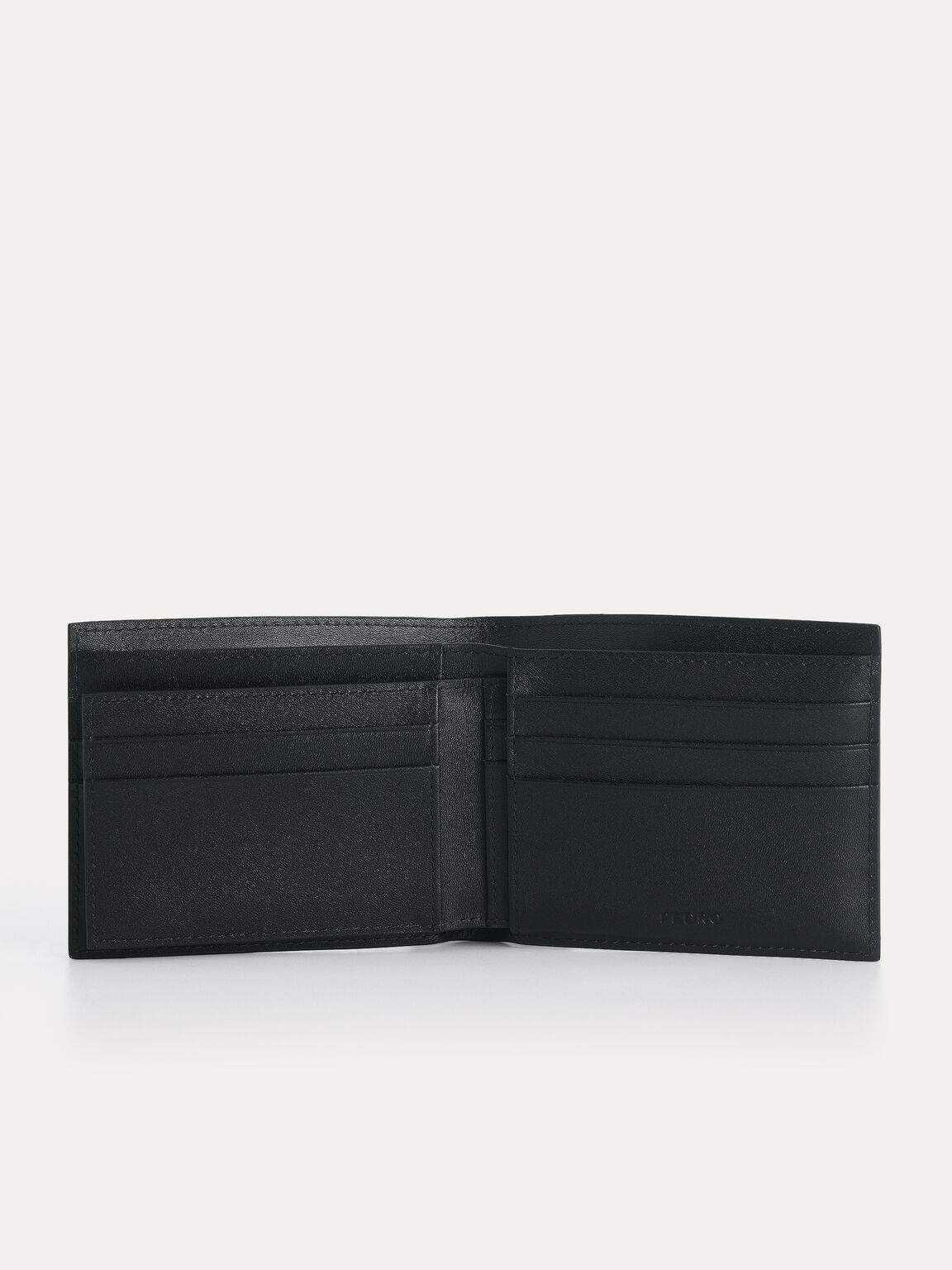 Textured Leather Bi-Fold Wallet with Insert, Black, hi-res
