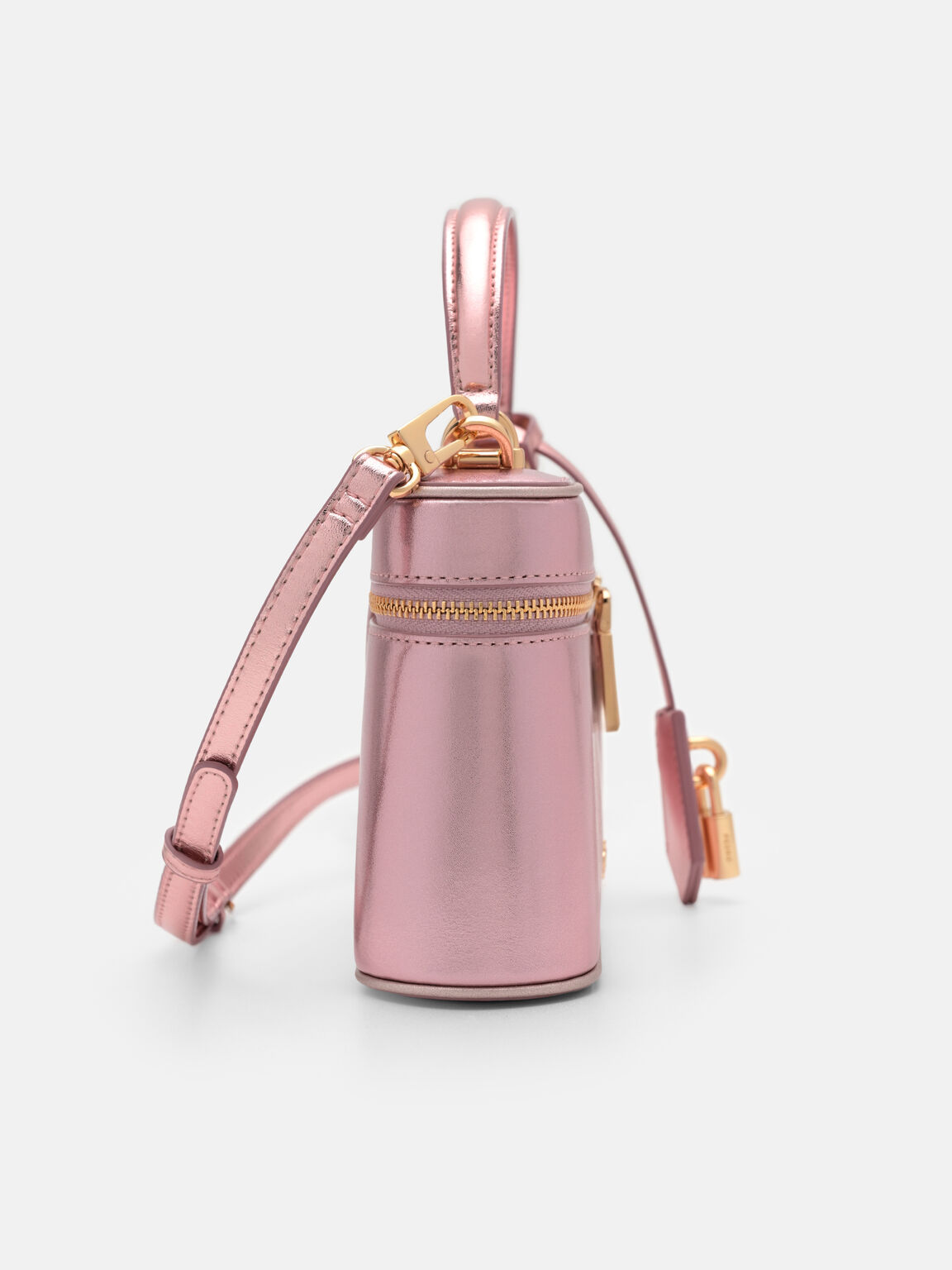 Ari Leather Shoulder Bag, Pink Metallic, hi-res