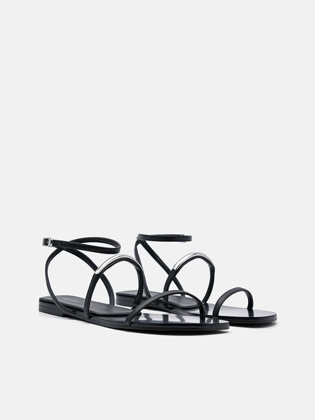 Gi&agrave;y sandals đế bệt Lia, Đen, hi-res