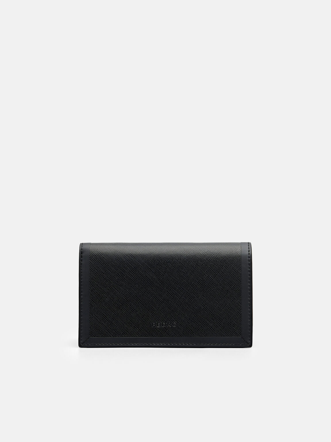 Leather Bi-Fold Card Holder with Lanyard, Black, hi-res