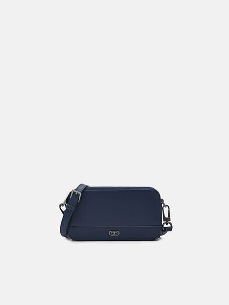 PEDRO Icon Leather Phone Pouch, Navy, hi-res