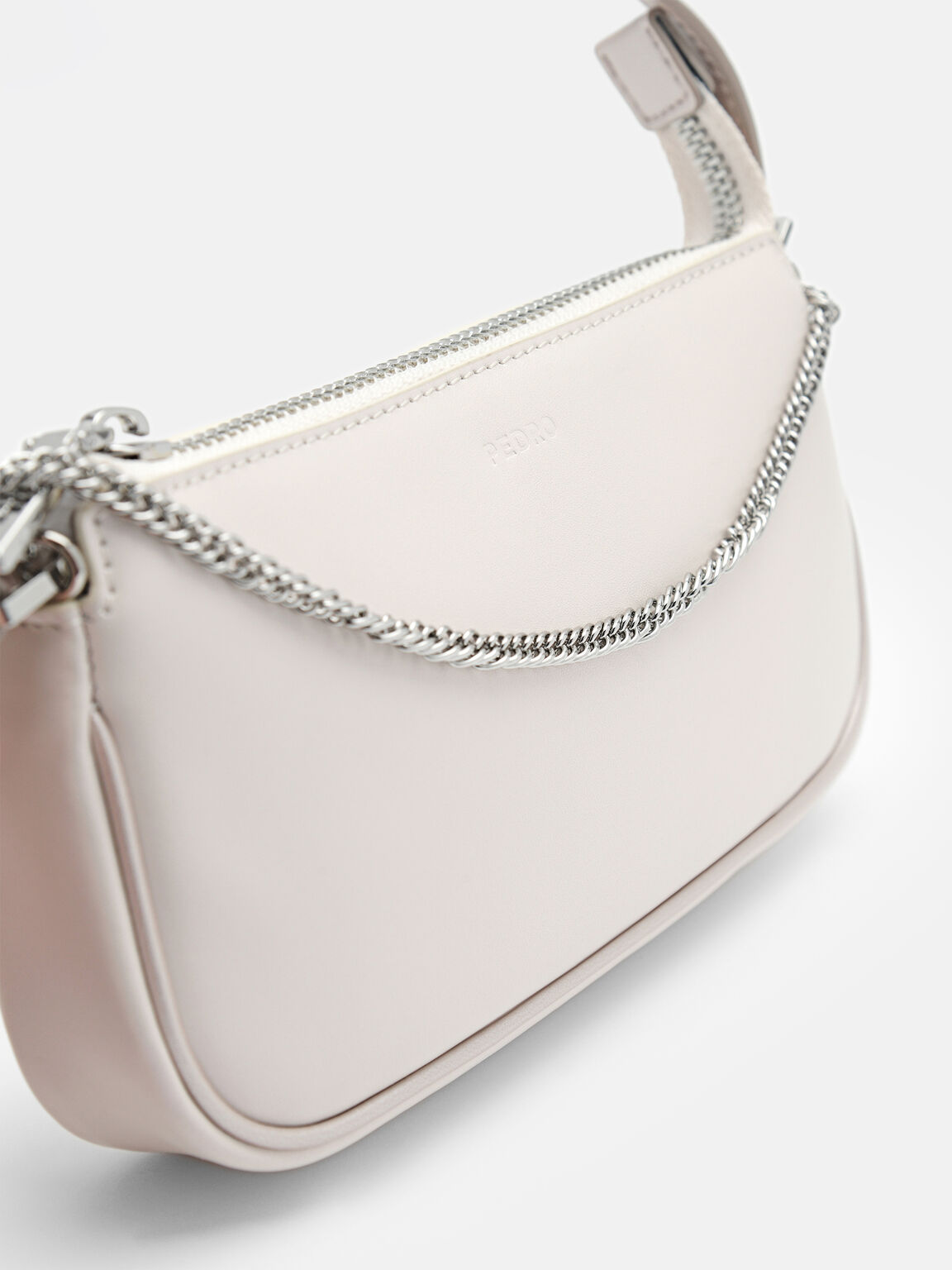 Maddy Pearlized Leather Sling Pouch, White, hi-res