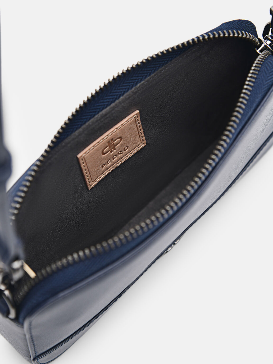 Túi đeo chéo chữ nhật Icon Leather, Xanh Navy, hi-res