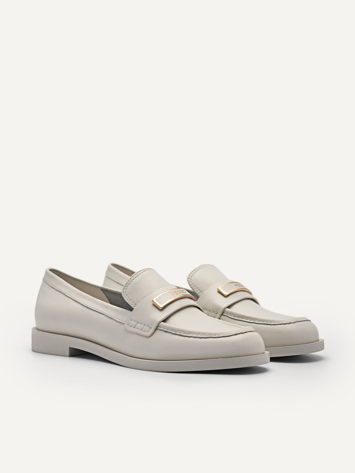 Bianca Leather Loafers, Chalk, hi-res