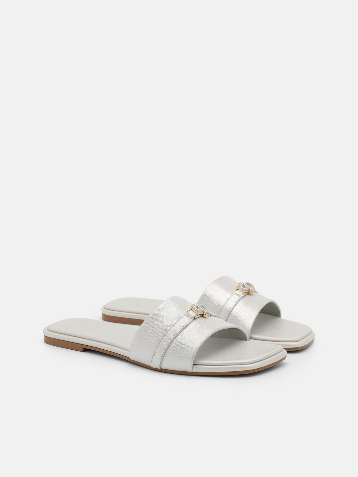Leather Sandals, Silver, hi-res
