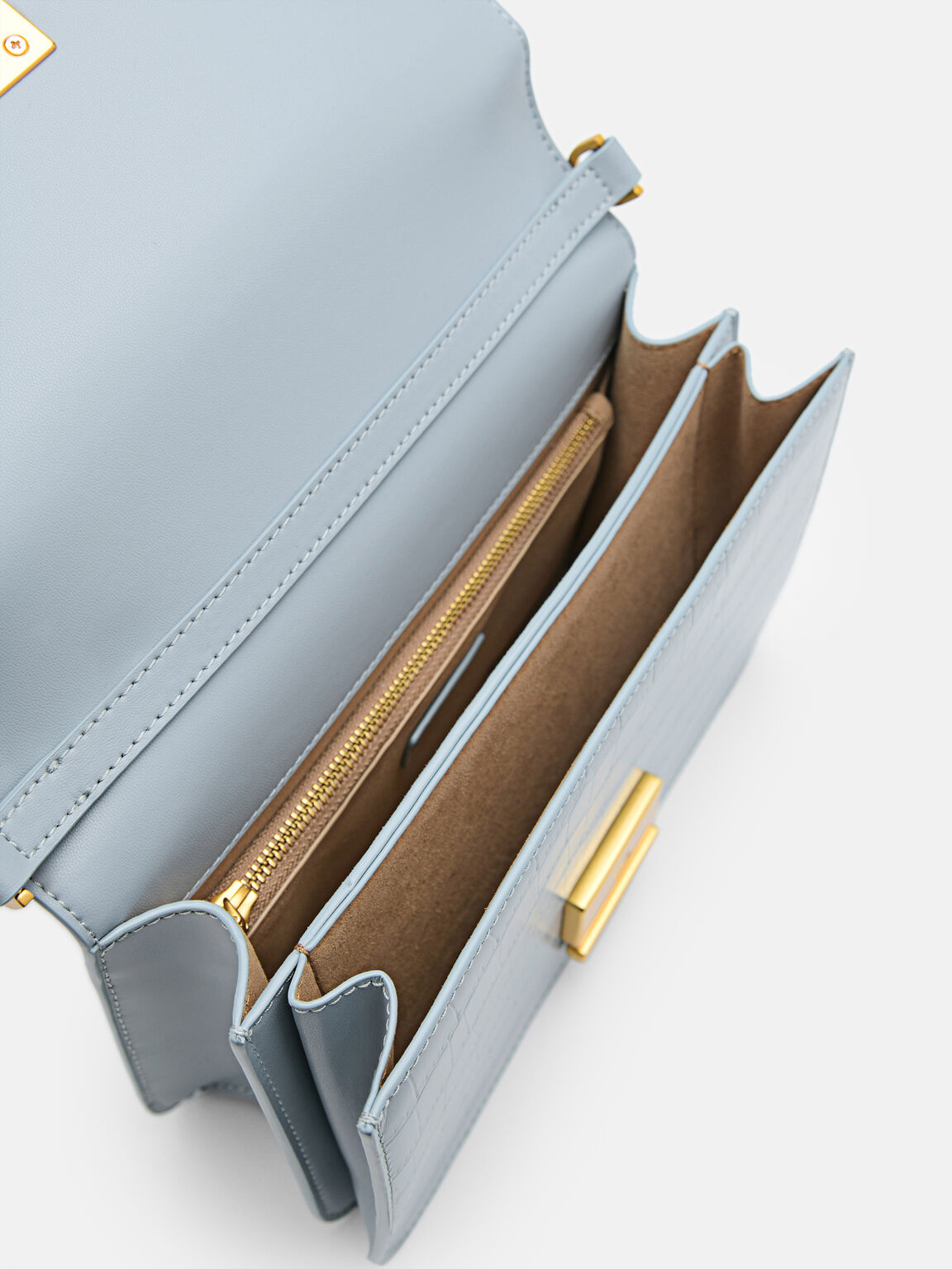 Túi đeo vai phom chữ nhật Studio Pixel Leather, Xanh Đá Phiến, hi-res