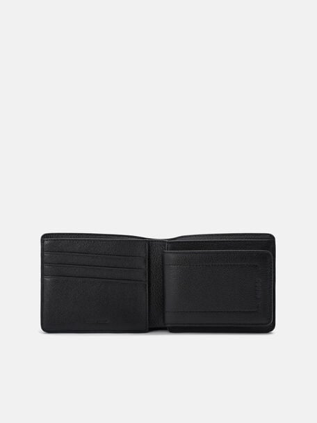 Embossed Leather Bi-Fold Wallet with Insert, Black Embossed, hi-res