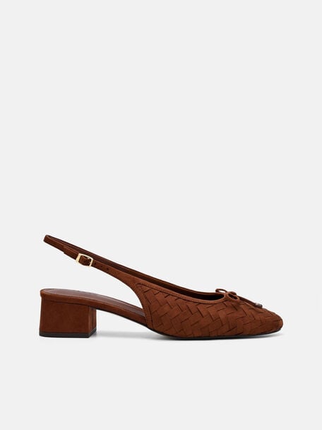 Anna Woven Mary Jane Pumps, Mahogany, hi-res
