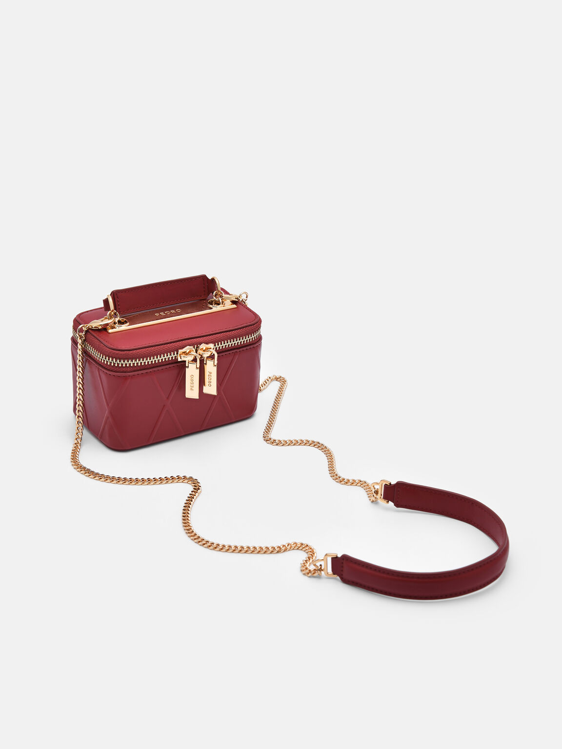 Túi xách hình hộp chữ nhật Ari Leather Mini Vanity, Đỏ Rượu Vang, hi-res