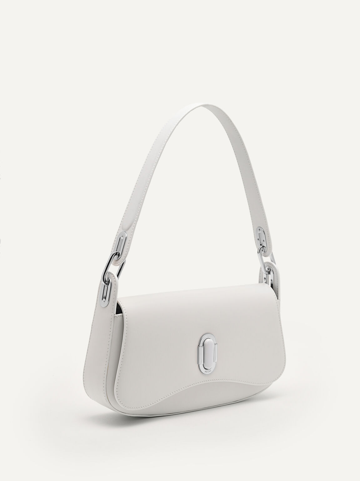 PEDRO Studio Rift Leather Shoulder Bag, White, hi-res