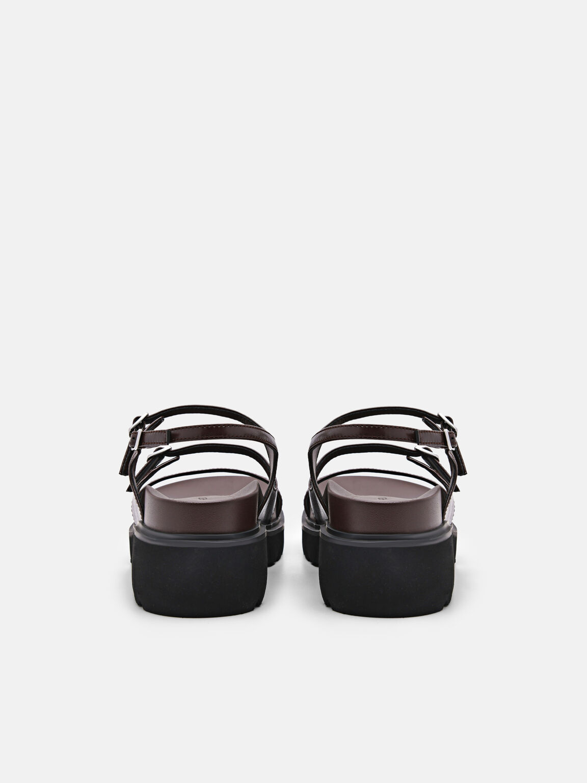 Giày sandals đế cao Chunky, Nâu Đậm, hi-res
