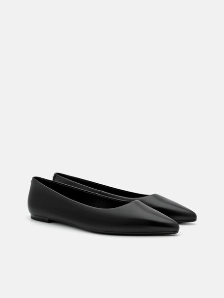 Quinn Leather Flats, Black, hi-res