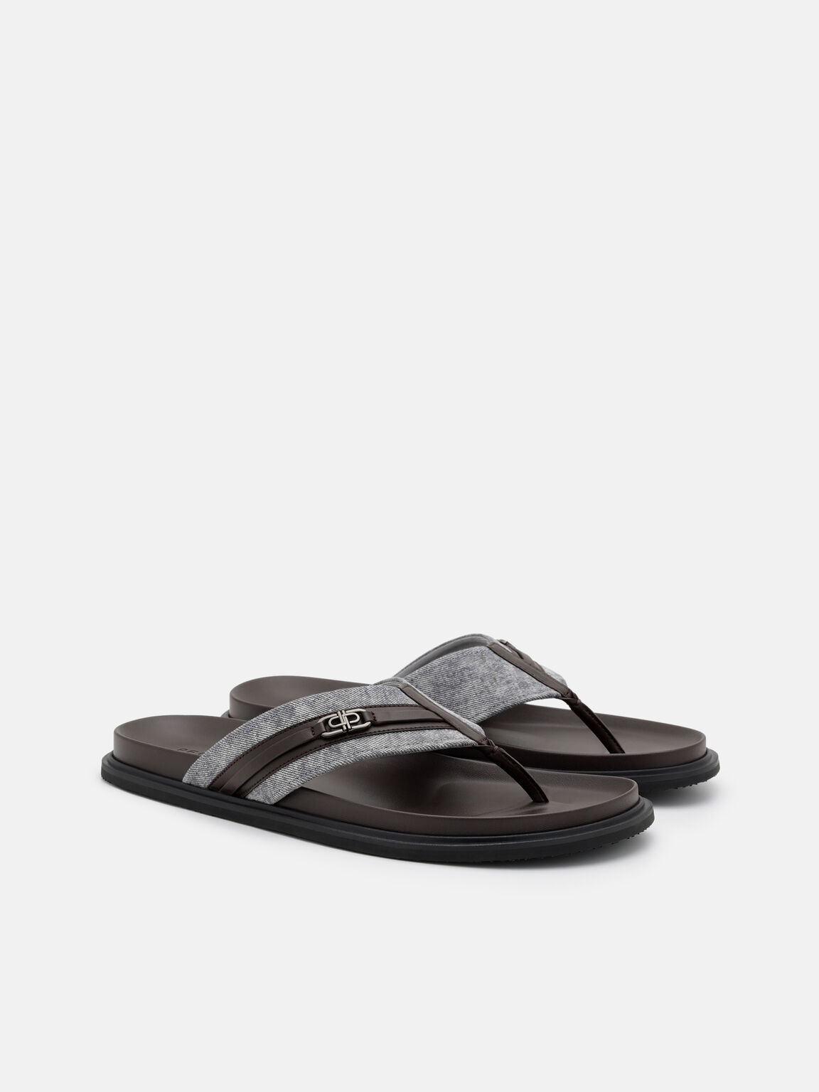 Canvas Thong Sandals, Grey, hi-res