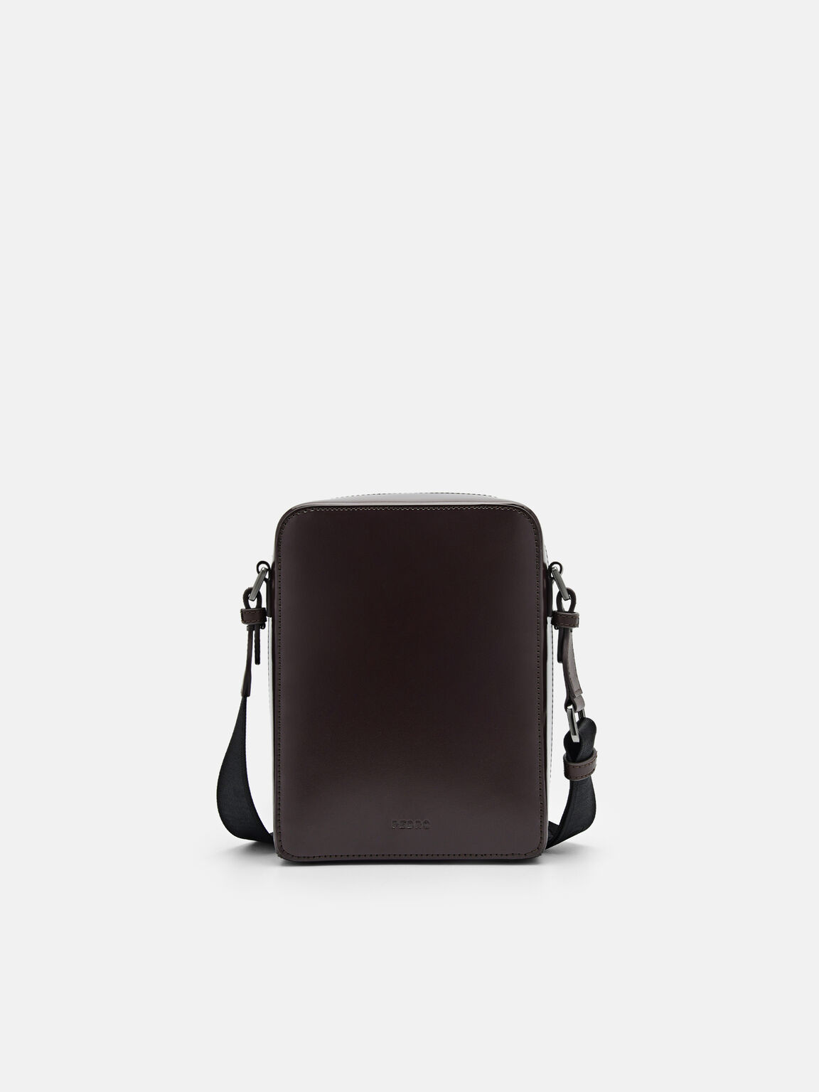 Túi đeo chéo phom chữ nhật Icon Leather, Nâu Đậm, hi-res