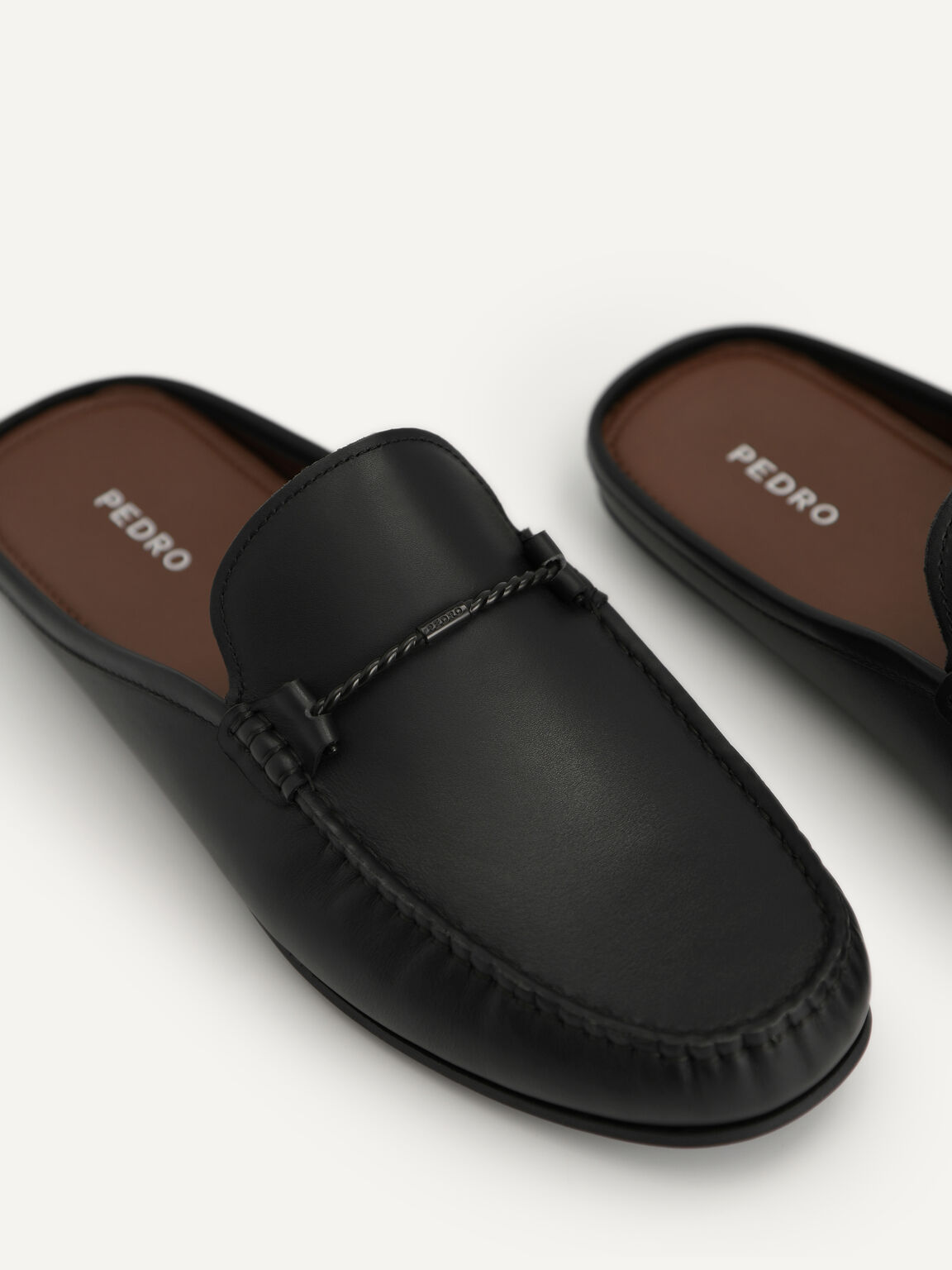 Leather Slip-On Driving Shoe, Black, hi-res
