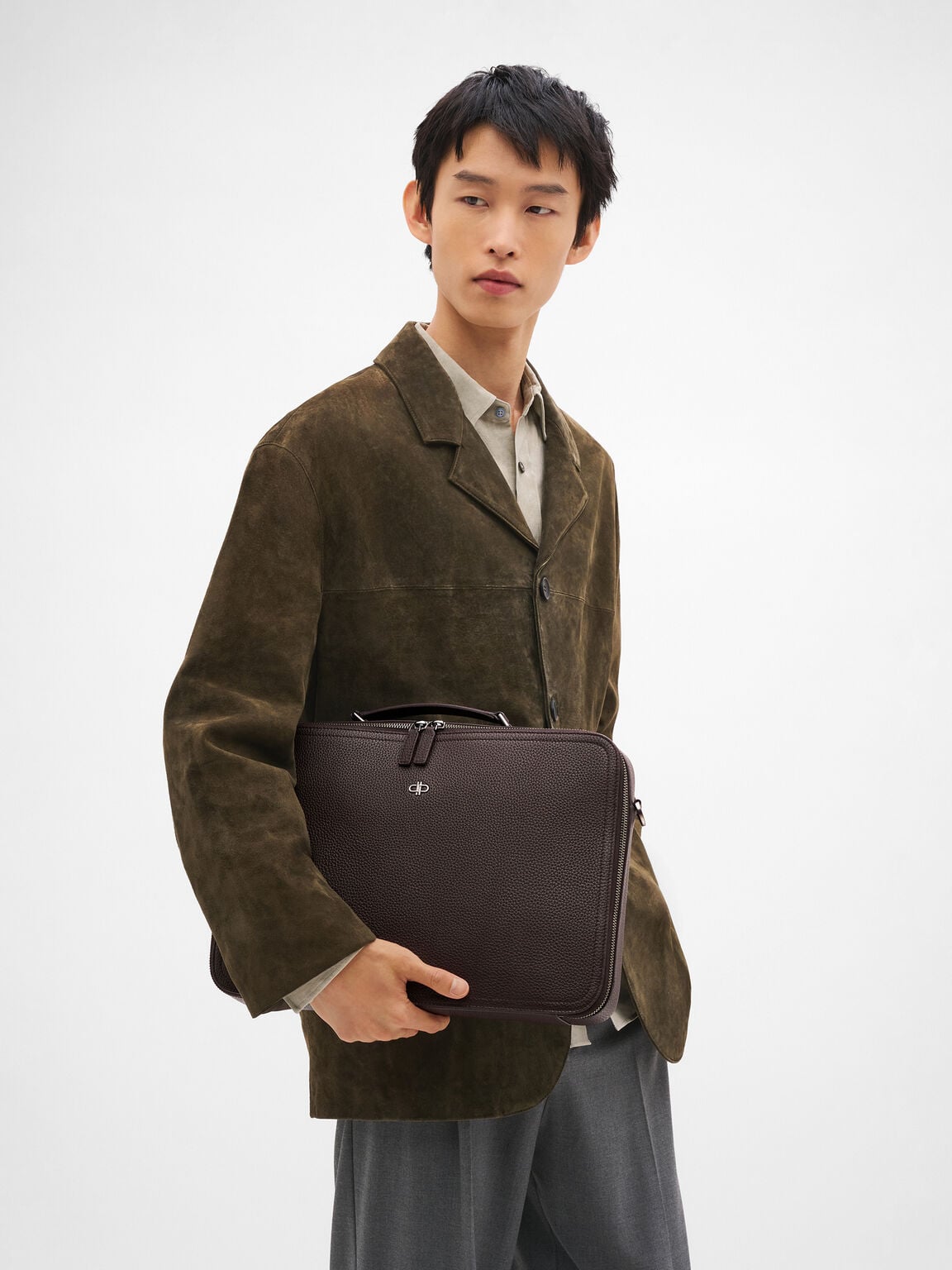 Drew Leather Briefcase, Espresso Brown Tumble, hi-res