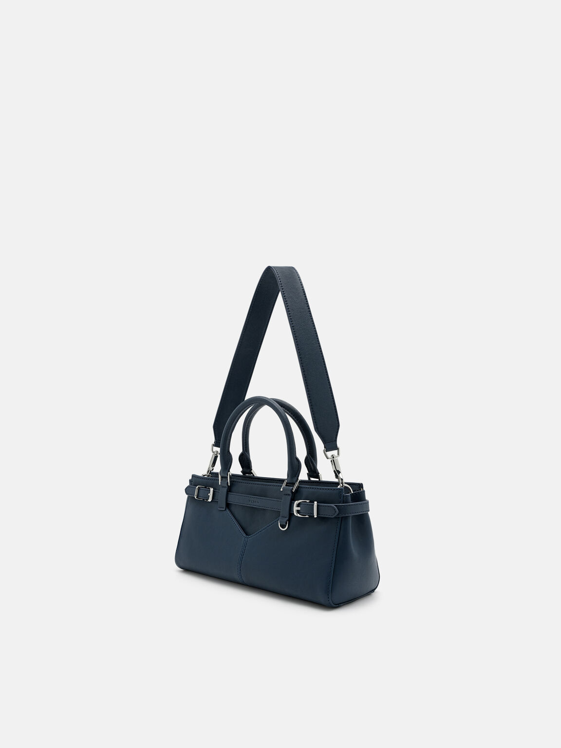 Vienna Leather Handbag, Navy, hi-res