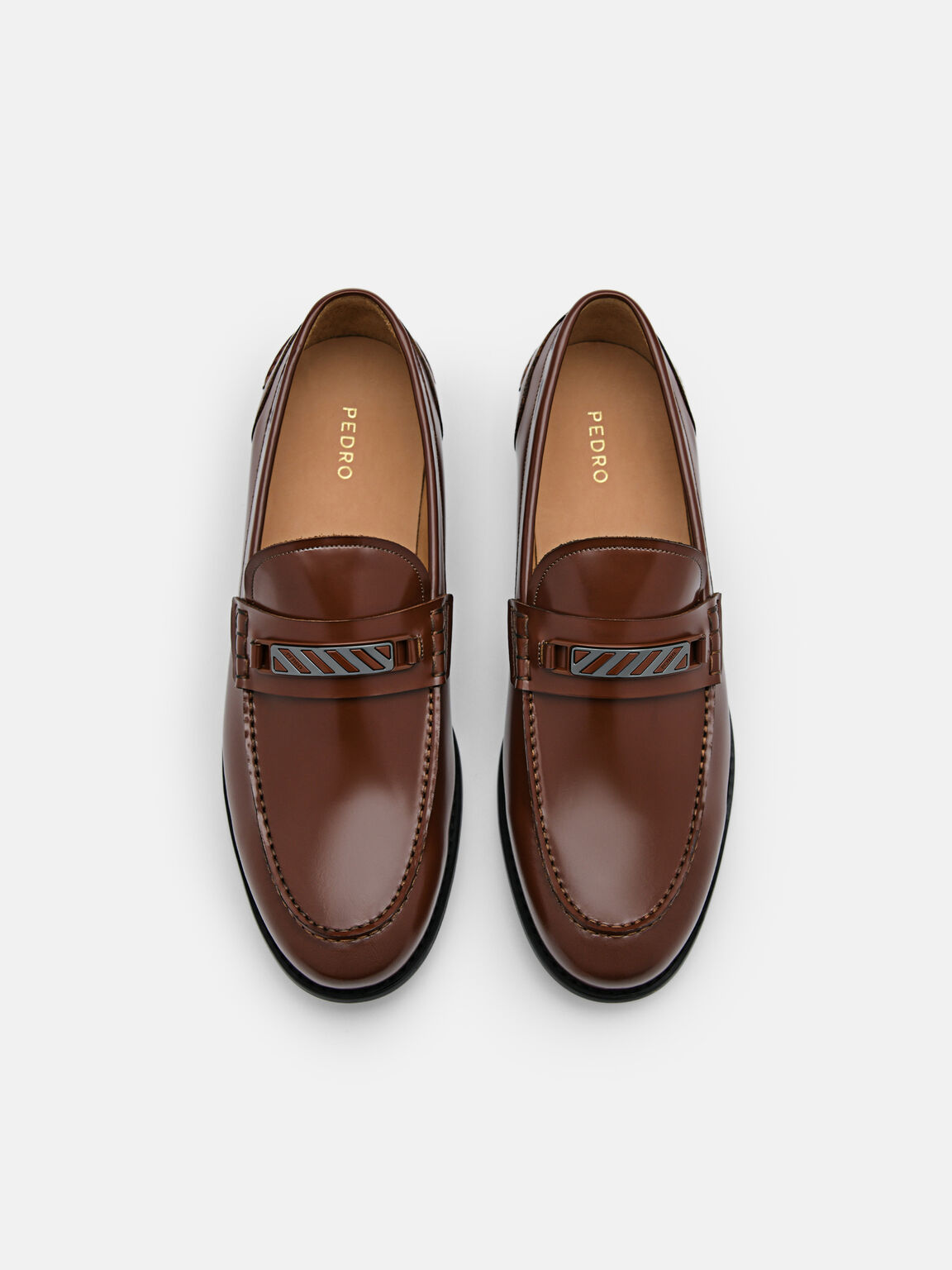 Leather Horsebit Loafers, Brown, hi-res