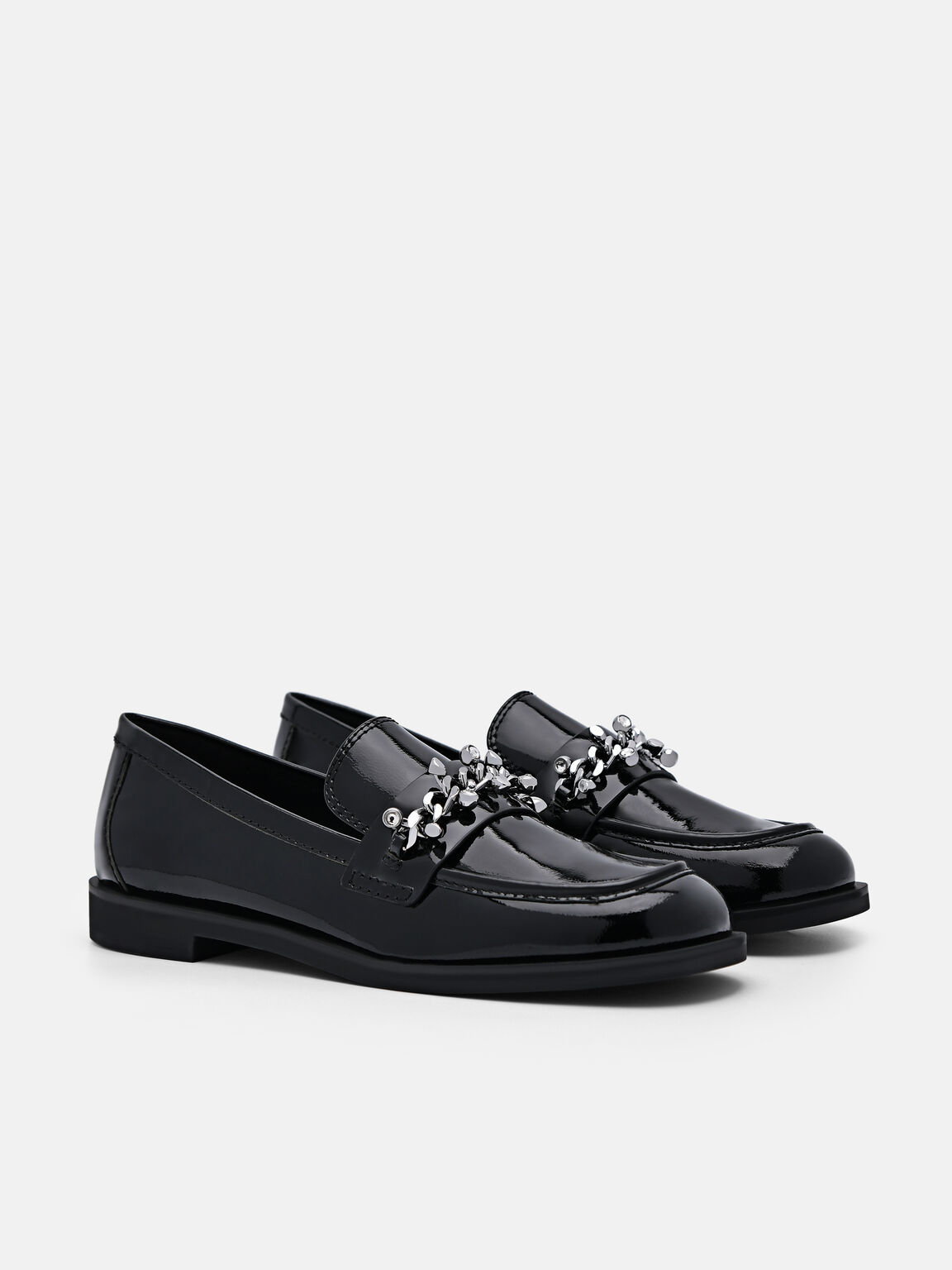 Cami Leather Loafers, Black, hi-res