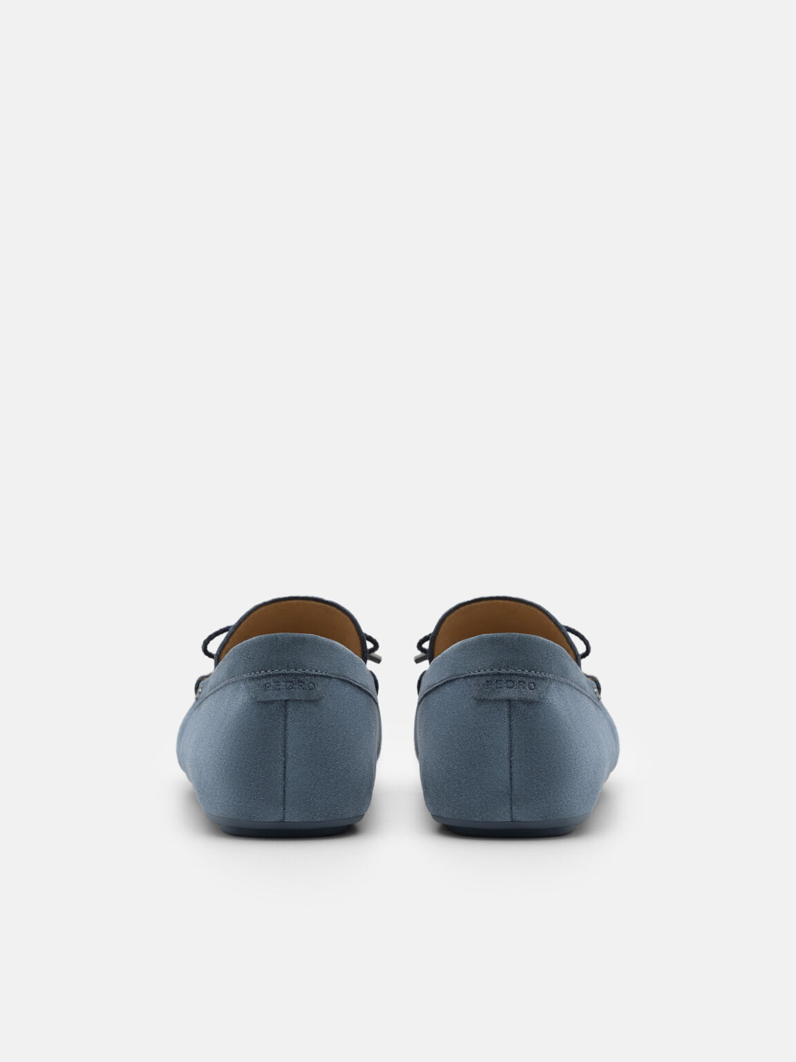 Suede Bow Driving Shoes, Slate Blue, hi-res