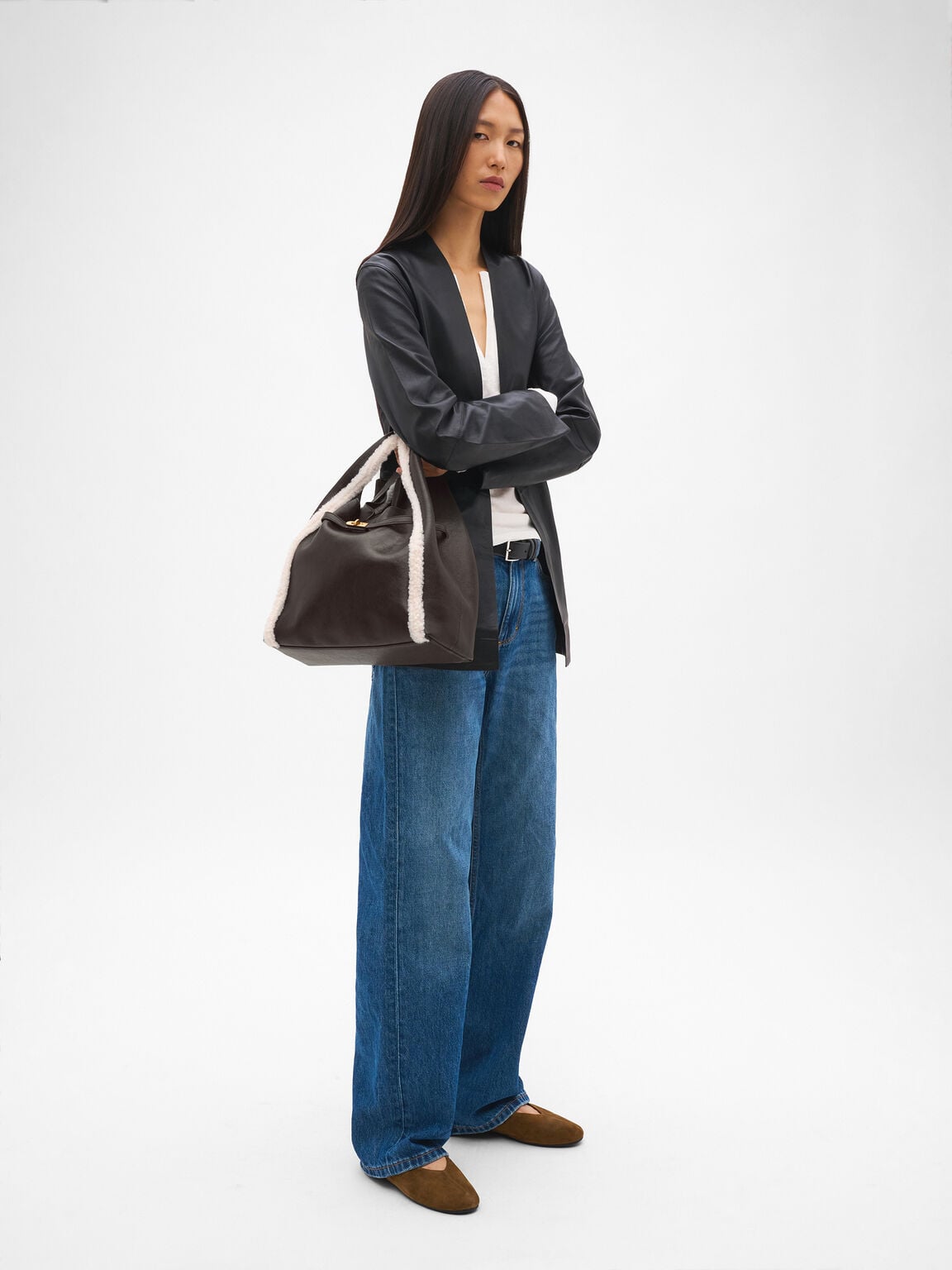Danielle Large Leather Hobo Bag, Multi Fur, hi-res