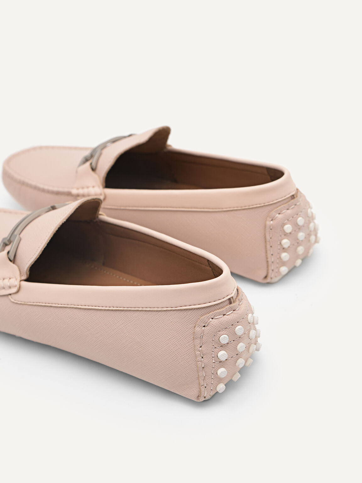 Embossed Bit Driving Shoes, Pink, hi-res