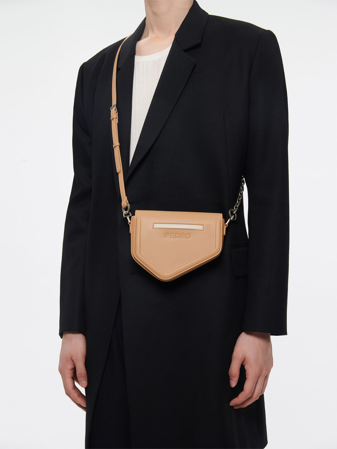 Túi đeo chéo Taper Leather Mini, Cát, hi-res