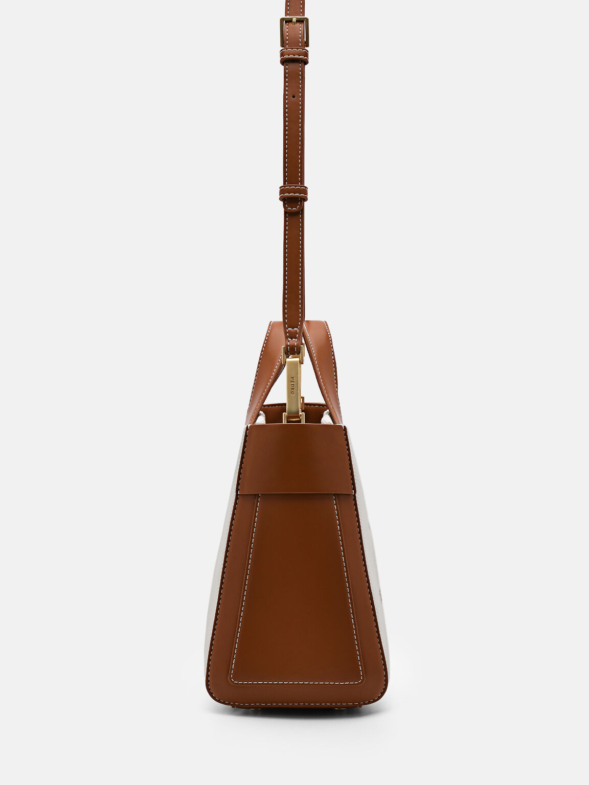 Túi xách hình thang Izzie Large Bowling, Rượu Cognac, hi-res