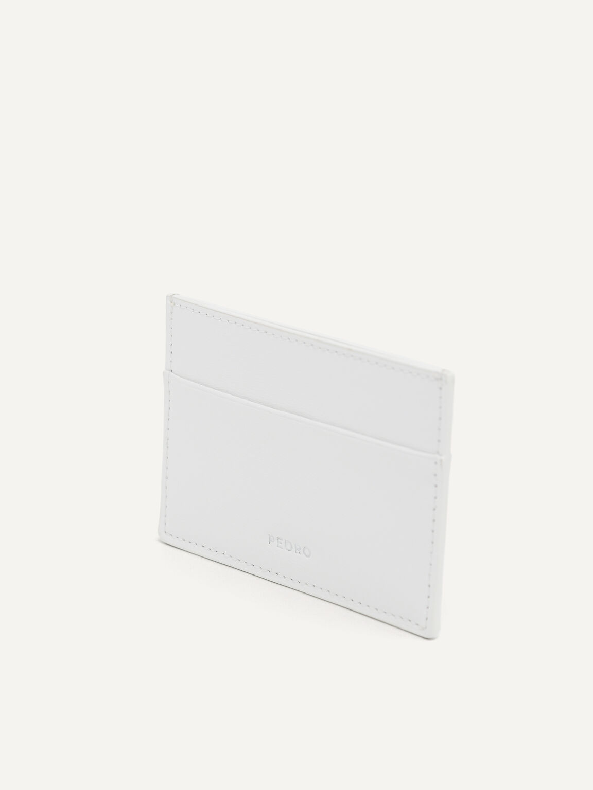 Cris-Cross Pattern Leather Cardholder, White, hi-res